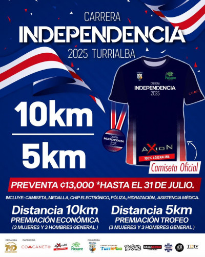 La Carrera Independencia 2025 regresa a Turrialba con su ruta original