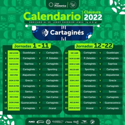 Conozca el calendario del Cartaginés para el Clausura 2022